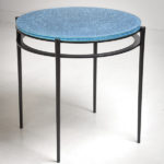 Custom Camden End table with blue facet glass from Charleston Forge Made in USA