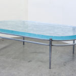 Custom Camden racetrack table with fusion glass from Charleston Forge Made in USA