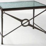 Custom Omega desk hand forged with facet glass top from Charleston Forge Made in USA