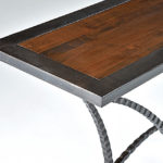 Custom table with wood and steel hand forged from Charleston Forge Made in USA