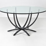 Custom Triumph Dining table with glass top hand forged from Charleston Forge Made in USA