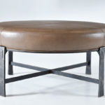 Custom woodland ottoman with leather seat hand forged from Charleston Forge Made in USA