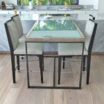 Custom Cooper dining table the facet glass Andrew Pearson from Charleston Forge Made in USA